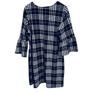 Violet B Houndstooth 3/4 Bell Sleeve Dress 1X